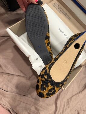 Rothy's Leopard-Print Ballet Flats in Black and Brown